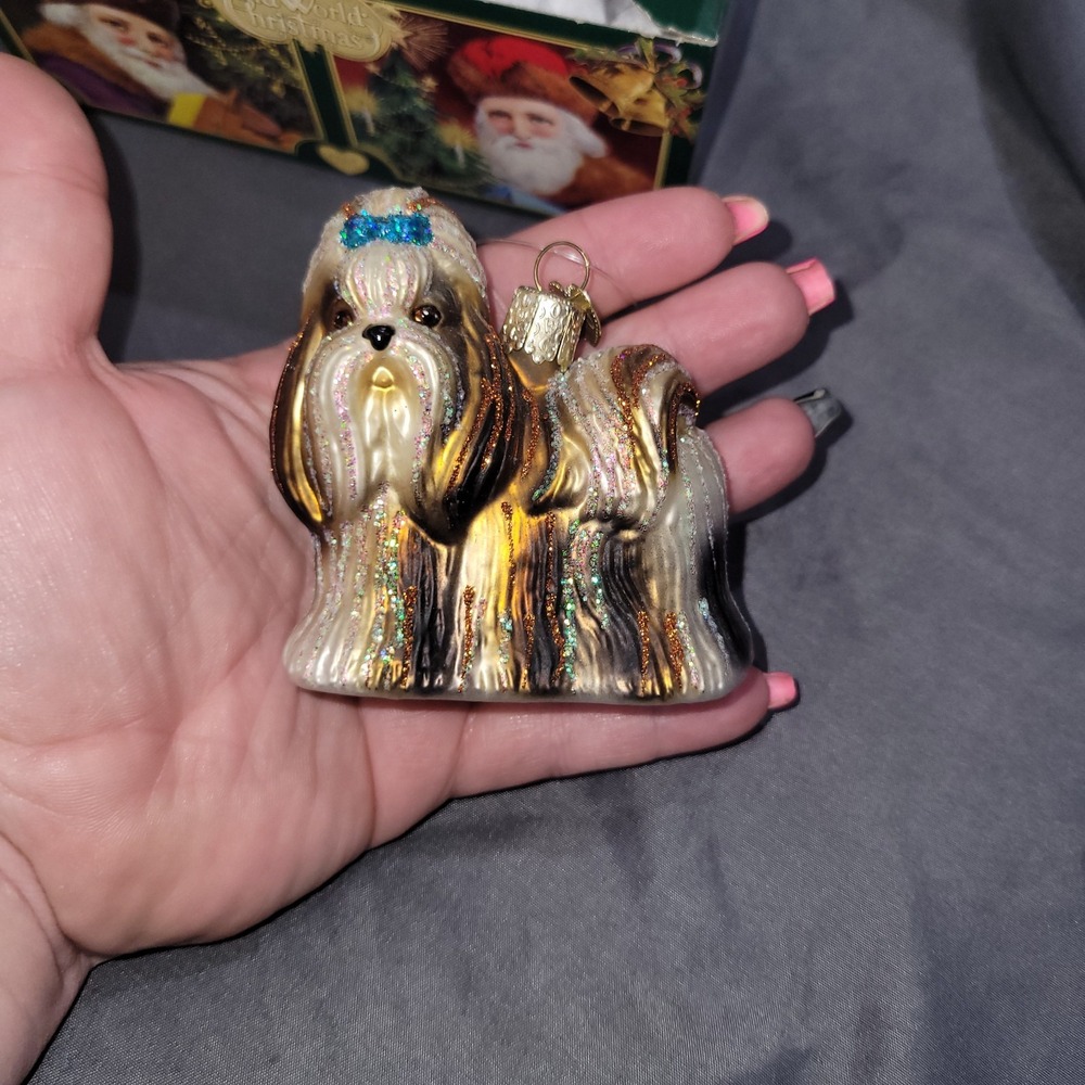 Old World Christmas Shih Tzu Christmas Ornament Puppy Dog Glass Holiday Glitter